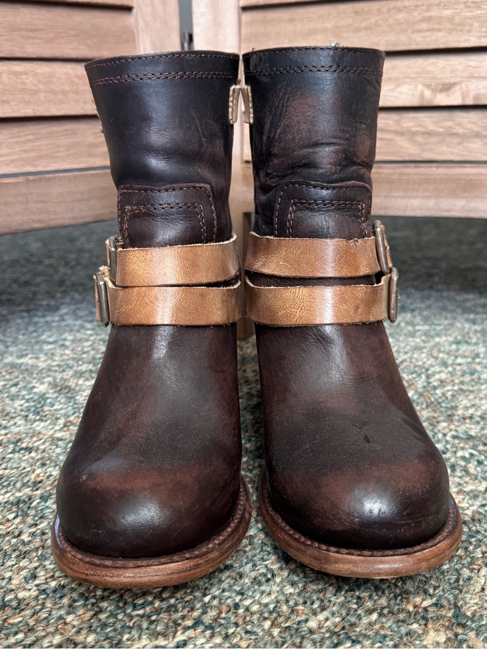 Freebird by Steven Brown Leather Ankle Boots with Tan Straps